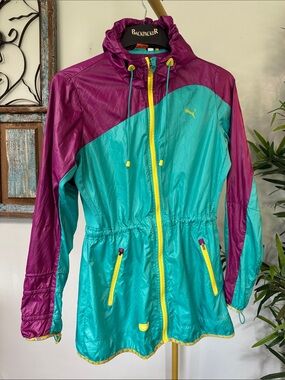 Puma vintage Y2K colorblock Lightweight Packable zip up Windbreaker Jacket